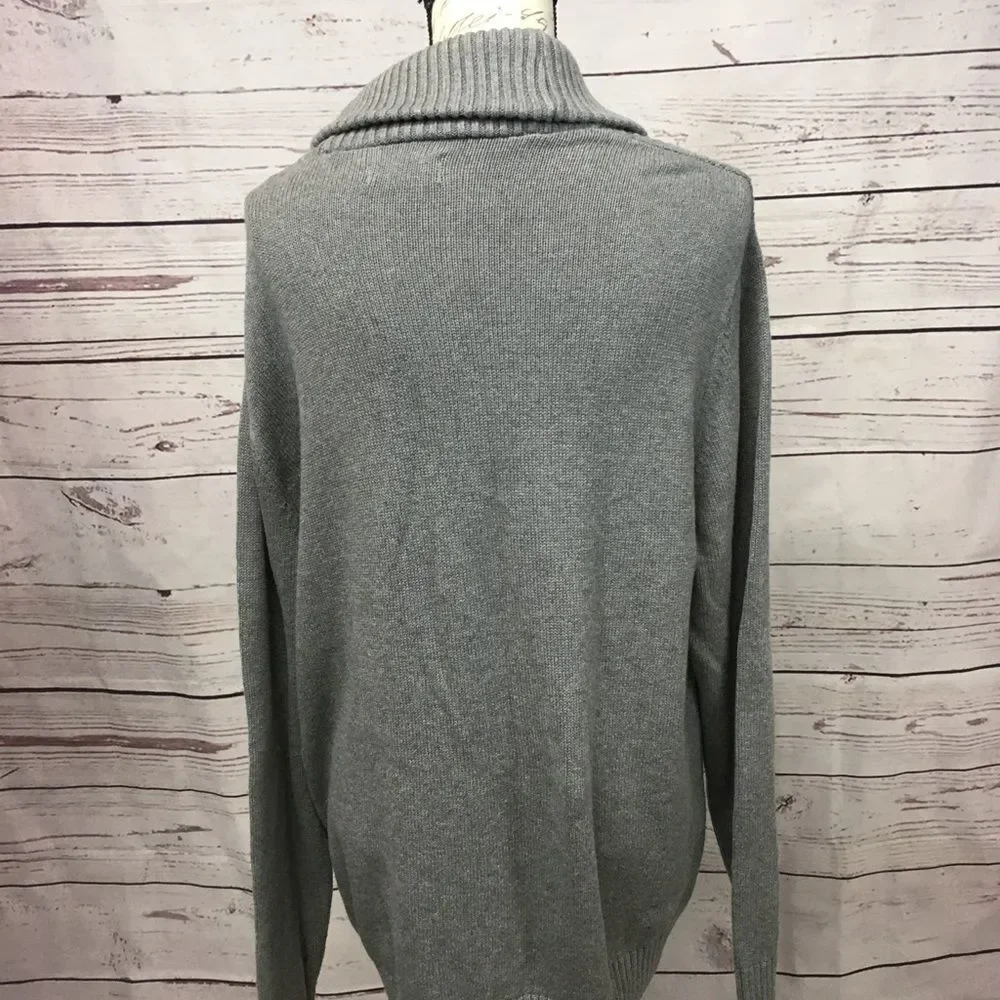 A173-Chaps larg long sleeve grey sweater nwt‎